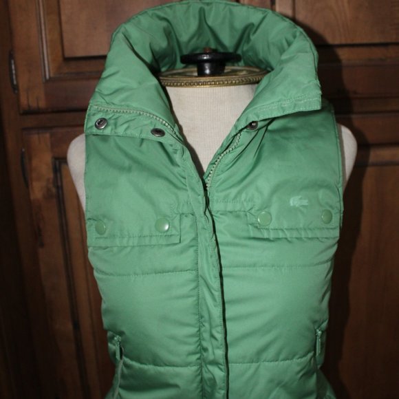 Vintage Green LACOSTE Women's Puffer Vest EXCELLENT condition Size 34 - Picture 5 of 6